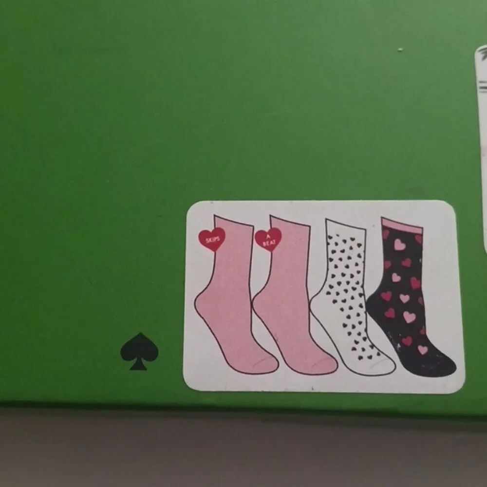Kate Spade Crew Socks set of 3 White Pink Black NIB